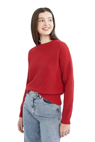 DeFacto Women's H6905AZ Pullover Sweater, Bordeaux, XXL von DeFacto