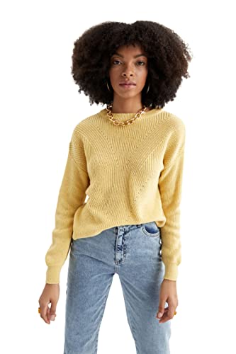 DeFacto Women's H6905AZ Pullover Sweater, Yellow, XXS von DeFacto