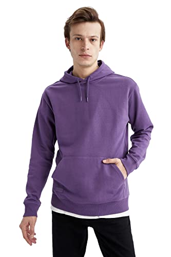 DeFacto Langarm Pullover Herren - Rundhalsausschnitt Sweatshirt für HerrenPURPLE,M von DeFacto