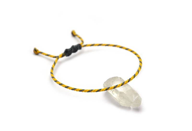 Seil Armband Gelb & Grau Dunkelgrau | 2 Mm Dünnes Rundseil Geflochten Mit Wachsfaden Schiebeknoten Und Wasserdicht #bi8 von DeFilEnBracelet