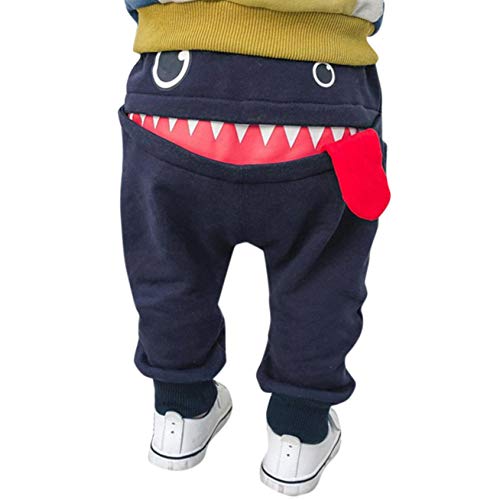 Baby Pants Baby Pumphose Kinder Hosen Kinder Jungen Mädchen Cartoon Muster Zunge Harem Hosen Pluderhosen für 0-3 Jahre (100, Navy Blau) von DeHolifer