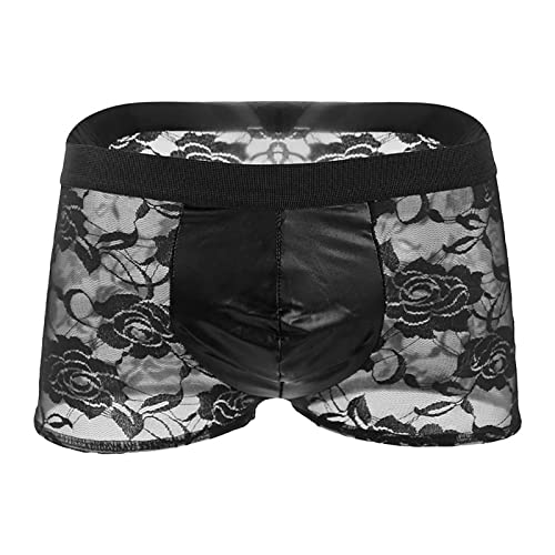 Boxershorts Herren Unterhosen Spitze Unterwäsche Männer Dessous Erotisch Boxer Shorts Rot Dessous Mann Underwear Retroshorts Herren-Boxershorts von DeHolifer