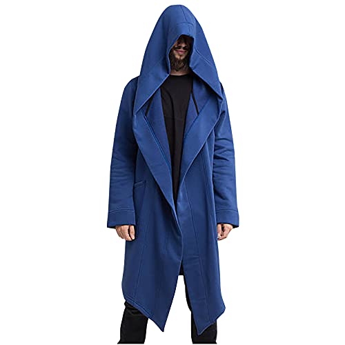 DeHolifer Gotisch Kapuzenpullover Long Strickjacke mit Kapuze Sweatshirt Oversizes Hoodie Herren Pullover Vintage Kapuzenjacke Hooded Pullover Langarm Longsleeve mit Drawstring Taschen von DeHolifer