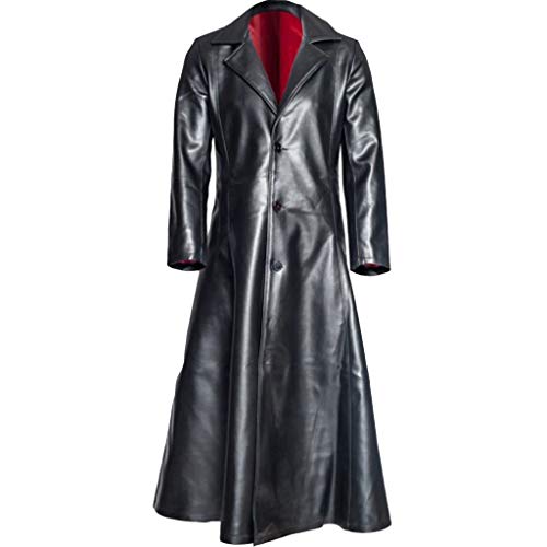 DeHolifer Herrenmode Herren Lose Reverskragen Ledermantel Knopfjacke Herrenmode Gothic Langer Mantel Ledermantel Kunstlederjacke Mantel Halloween Karneval Ostern Mantel Performance S-5XL von DeHolifer