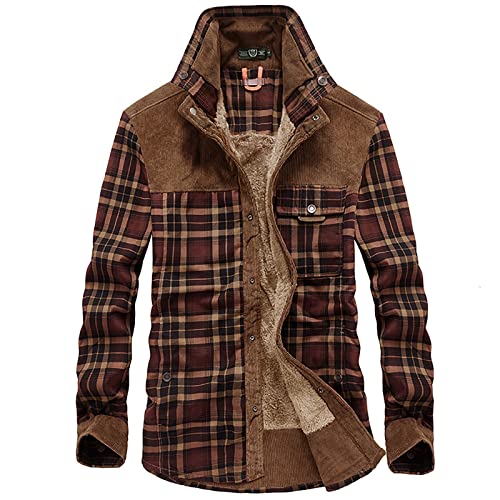 DeHolifer Holzfäller Jacke Herren Winter Mantel Vintage Winterjacke Herren Fleecejacke Warm Übergangsjacke Strickjacke Arbeitsjacke Herren Wintermantel Männer Outdoorjacke Wanderjacke von DeHolifer