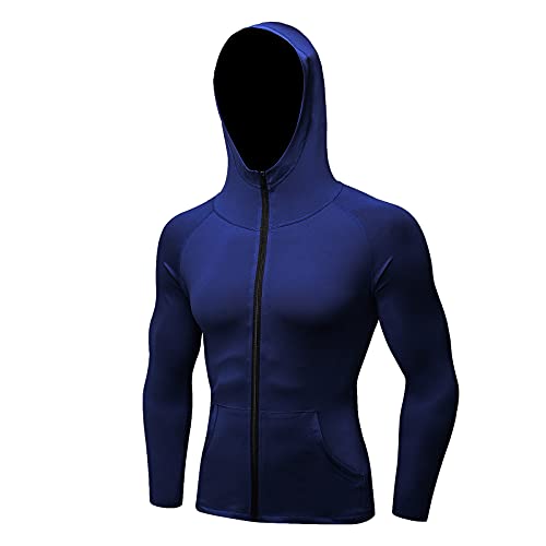 DeHolifer Laufjacke Herren Langarmshirt Fitness Sport Tshirts mit Kapuze Schnell Trocken Kompressionsshirt Herren Langarm Laufshirt Sportshirt Männer Jogginganzug Trainingsanzug Sportwear von DeHolifer