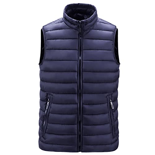 DeHolifer Leichte Steppweste Armellose Weste Herren Outdoor Stilvoll Daunenweste mit Tasche Winter Weste Herren Große Größen Streetwear Bodywarmer Fleeceweste Arbeitsweste Winterweste von DeHolifer