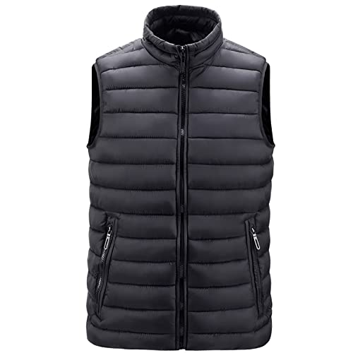 DeHolifer Leichte Steppweste Armellose Weste Herren Outdoor Stilvoll Daunenweste mit Tasche Winter Weste Herren Große Größen Streetwear Bodywarmer Fleeceweste Arbeitsweste Winterweste von DeHolifer