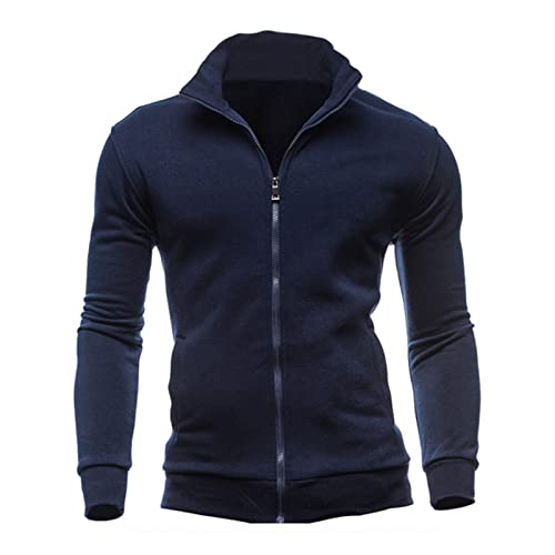 DeHolifer Pullover Herren Ohne Kapuze Klassisch Rollkragen Sweatshirt Herren Langarm Sportjacke Baumwolle Longsleeve Mantel Jacke Männer Pullover Schwarz Kapuzenpullover Kapuzenjacke von DeHolifer