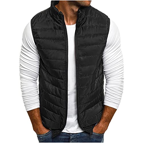 DeHolifer Steppweste Herren Outdoor Armellose Weste Herren mit Kapuze Leichte Daunenweste Schwarz Arbeitsweste Winter Weste Männer Bodywarmer Winterweste Streetwear Pullover Hoodie von DeHolifer