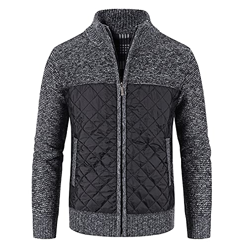 DeHolifer Strickjacke Fleece Pullover Herren mit Reißverschluss Klassisch Strickpullover Feinstrick Pulli Männer Winterjacke Winter Rollkragenpullover Wintermantel Winterpullover Übergangsjacke von DeHolifer