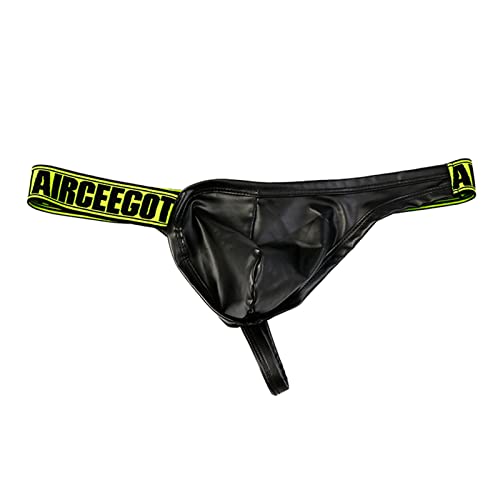 DeHolifer String Tanga Herren Unterhosen Leder Sexy Unterwäsche für Mann Unterhosen Männer Slip Schwarz Herren-Slips Tanga Nachtwäsche Thong Strings von DeHolifer