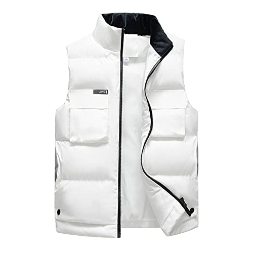 DeHolifer Winter Weste Herren Outdoor Leichte Steppweste Große Größen Warm Daunenweste Bodywarmer Armellose Weste Männer Streetwear Arbeitsweste Winterweste Hoodie Winterjacke von DeHolifer