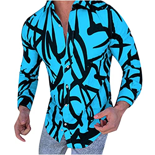 Freizeithemden 3D Drcuck Hemd Herren Langarm Slim Fit Fashion Bunt Hemd Herren Longsleeve Hemden Langarmshirt Frühling Herbst Herrenhemden T Shirts Männer Businesshemden von DeHolifer