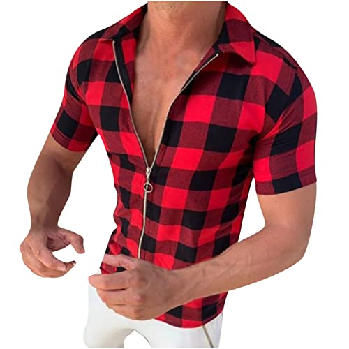 Hemd Kariert Herren Kurzarm Karohemd mit Reißverschluss Sommer Herrenhemden Hemd Herren Regular Fit Atmungsaktiv T Shirts Männer Freizeithemden Sommerhemd Tops Oberteile Hemd Kariert Herren Kurzarm Karohemd mit Reißverschluss Sommer Herrenhemden Hemd Herren Regular Fit Atmungsaktiv T Shirts Männer Freizeithemden Sommerhemd Tops Oberteile von DeHolifer
