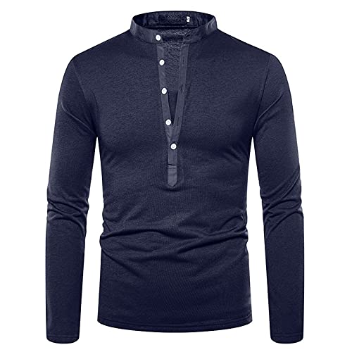 Herren Longsleeve Poloshirt Stehkragen T Shirts Männer Schwarz Langarmshirt Regular Fit Sportshirt Baumwolle Langärmliges Tshirt Herren Muskelshirts Longshirt Sweatshirt Ohne Kapuze von DeHolifer