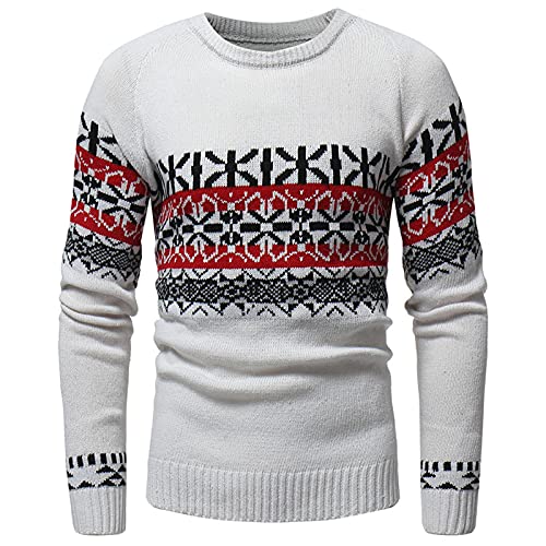 Pullover Herren Winterpullover Slim fit Rundhals Strickpullover Vintage Pullover Herren Ohne Kapuze Warme Pulli Männer Fleece Pullover Herbst Longsleeve Winterpullover Sweatshirt Winter Jacke von DeHolifer