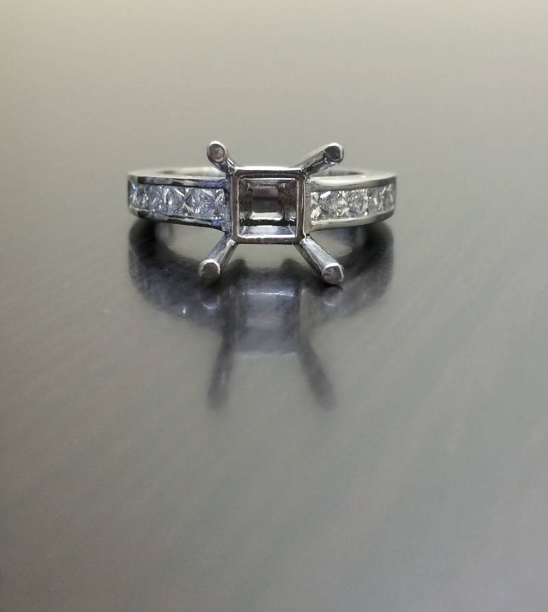 18K Gold Modern Diamant Verlobungsring - Ehering Princess Cut Ring Diamond Montage Diamant-Ring von DeKaraDesigns