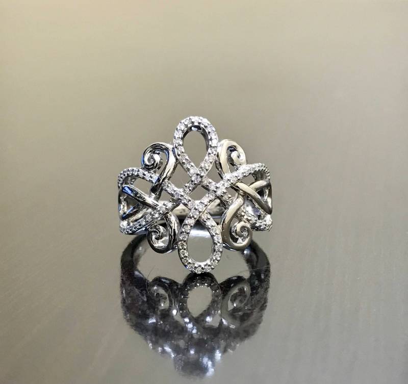 Art Deco Diamant Verlobungsring - Sterling Silber Ehering Ring Handgemachter von DeKaraDesigns