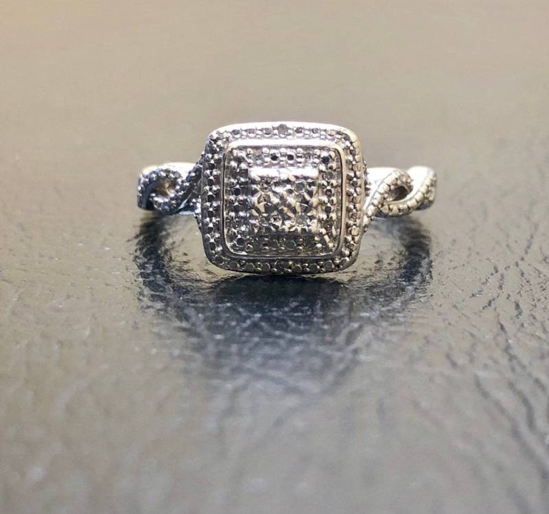 Handgemachter Silber Halo Diamant Verlobungsring - Art Deco Sterling Ehering Ring von DeKaraDesigns