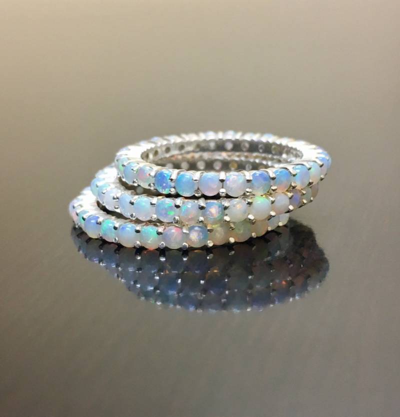 Silber Opal Engagement Band - Opal-Ehering Ewigkeit Sterling von DeKaraDesigns
