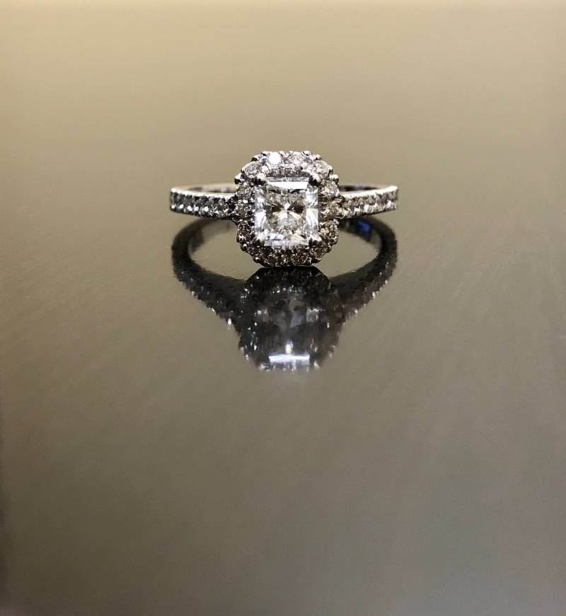 Strahlenden Diamanten Verlobungsring - Diamant Ehering 14K Weißgold Diamant-Ring Strahlenden Schnitt Ring Gold Pflastern Diamantring von DeKaraDesigns