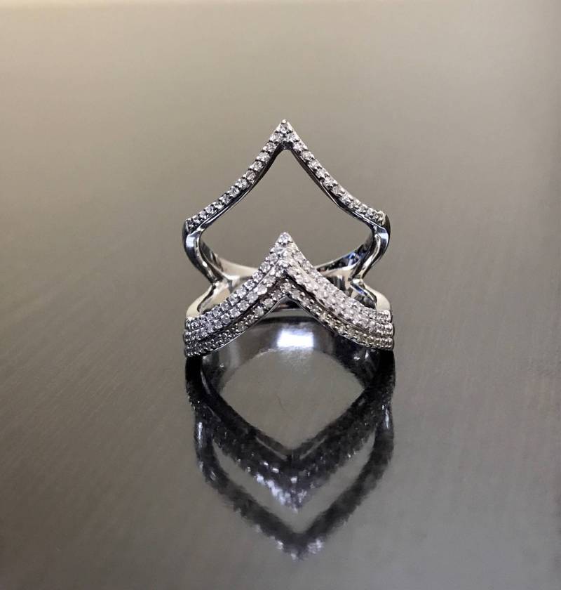 sterling Silber Art Deco Diamant Verlobungsring - Ehering Ring Handgemachter von DeKaraDesigns