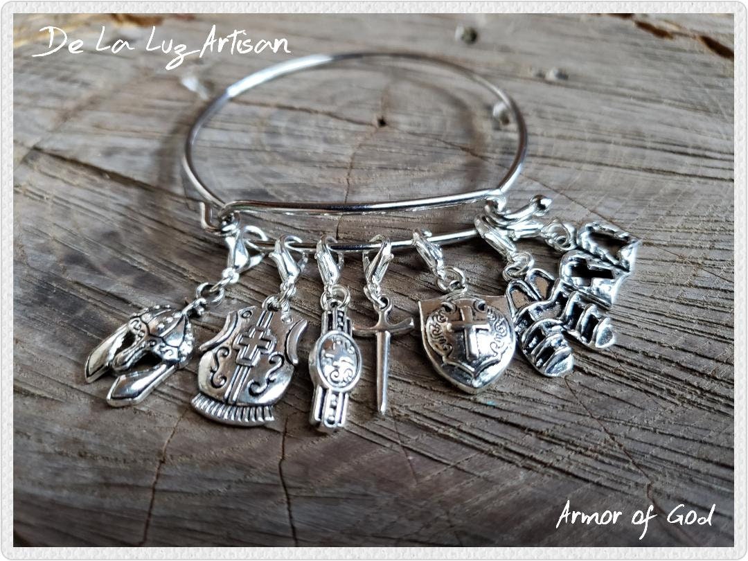 "Armor Of God "Armor God" Charm Armreif Oder Halskette, Bibel Vers, Sonntagsschule, Religiös, Christlich, Krieger, Mittelalter, Wikinger von DeLaLuzArtisan