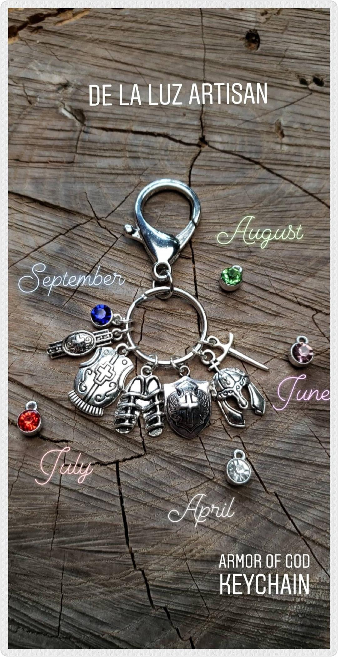 "Silber "Armor Of God" Charm Keychain Epheser Sonntag Schule Christian Krieger Glaube Gebet Geldbörse Fob Mama Vater Oma Tag Geschenk Graduate." von DeLaLuzArtisan