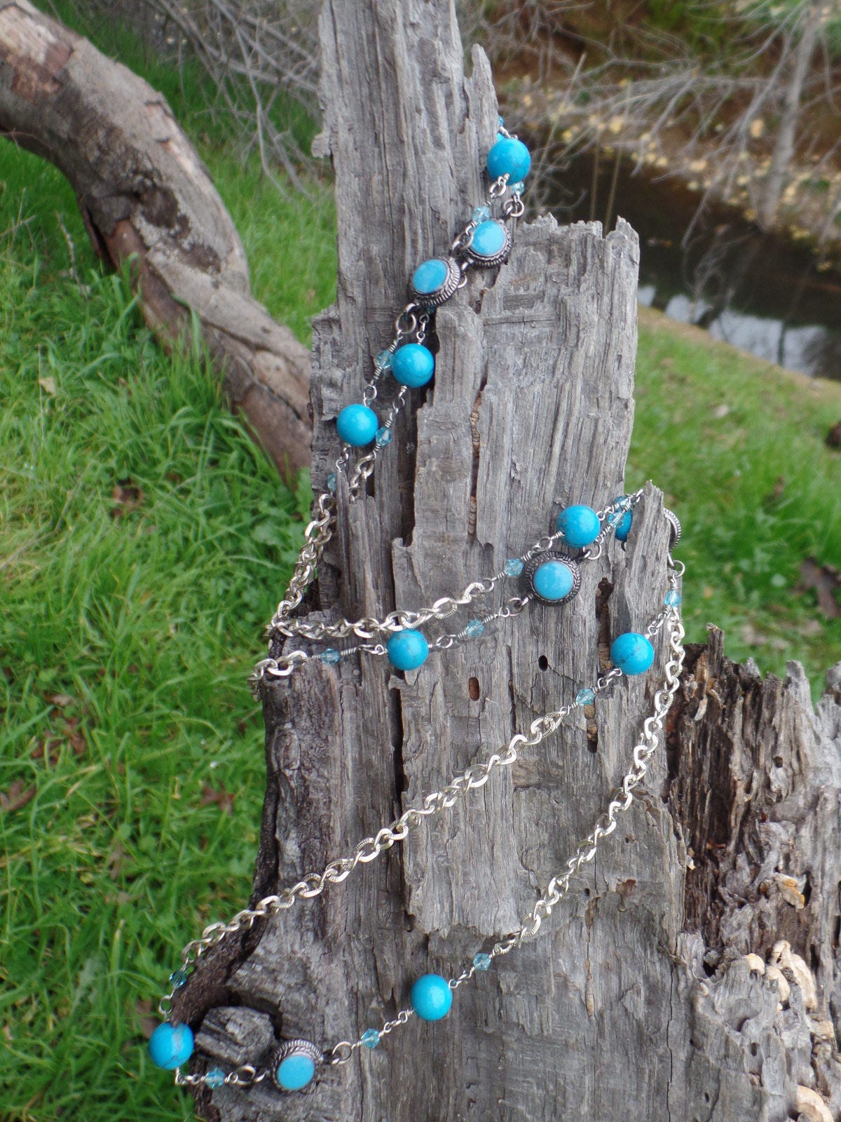 Türkis Blaue Kette Halskette Türkis Blaue Kette Halskette von DeLaTorreDesignss