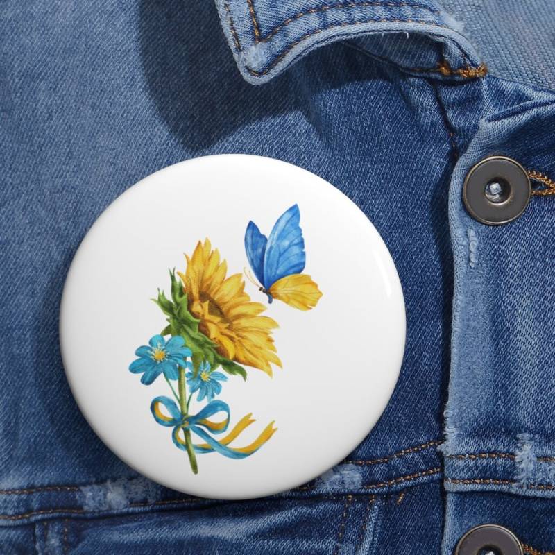 Peace To Ukraine Custom Pin Buttons - I Stand With Support Kein Krieg Keine Invasion von DeLarus