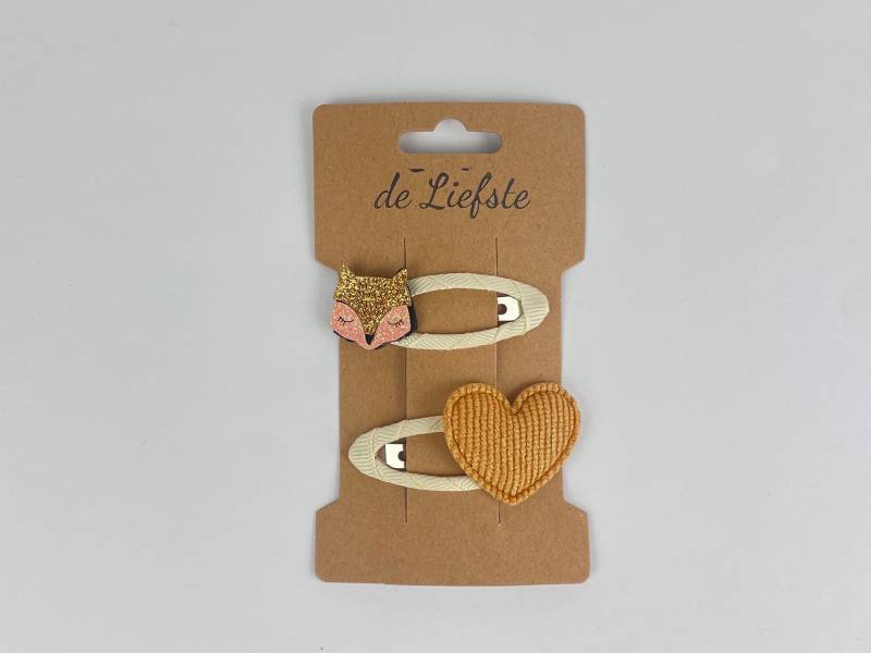 Haarspangen Kinder Mädchen Glitzer Fuchs Und Herz von DeLiefsteDE