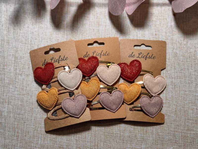 Haarspangen Kinder Mädchen Glitzer Herzen Gelb Rot von DeLiefsteDE