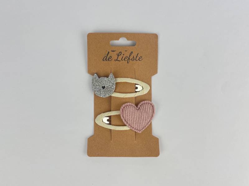 Haarspangen Kinder Mädchen Glitzer Katze Und Herz von DeLiefsteDE