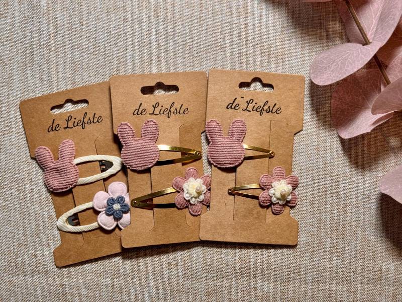 Haarspangen Kinder Mädchen Hase Blume Rosa von DeLiefsteDE