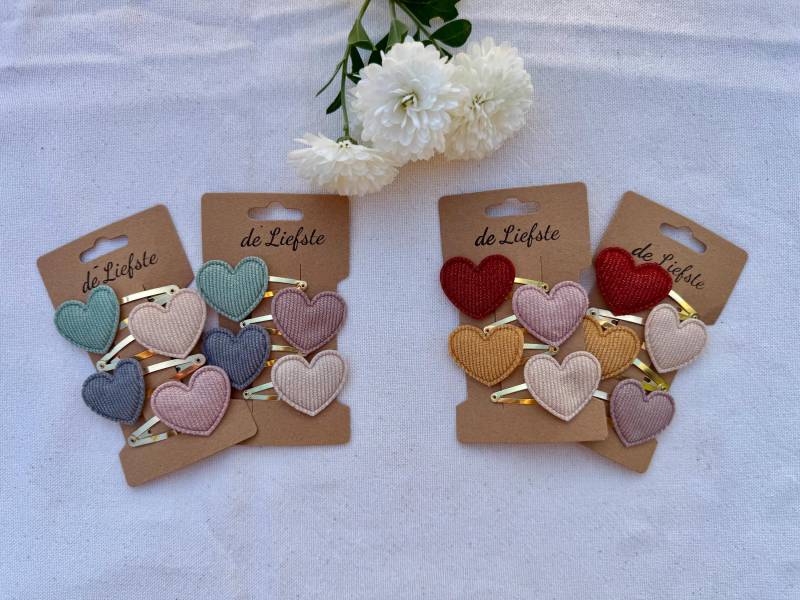 Haarspangen Kinder Mädchen Stoff Herzen | Klein & Normal von DeLiefsteDE