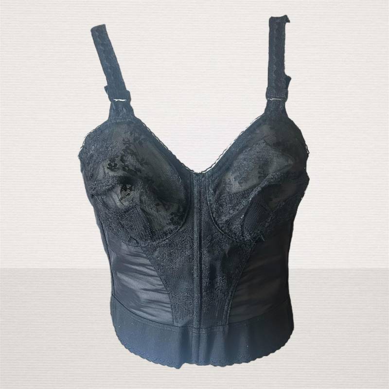 1960Er Nylon Charmode Bustier Mit Schwarzer Spitze von DeMiPuNkVintage