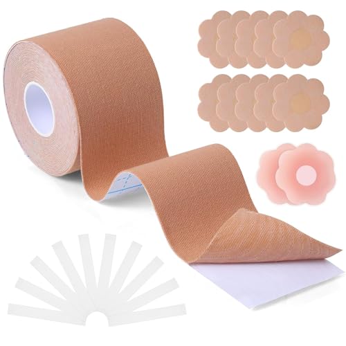 23er Set Brust Tape Klebe BH Push Up Boob Tape​Set für große Brüste - Rückenfreier BH mit verstellbaren Nippelpads - Fashion Tape inkl, Silikonpad für BH Körbchengröße A-G von DePro