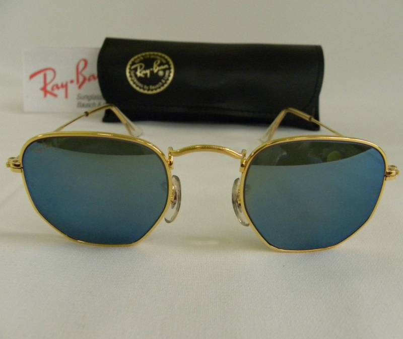 Neue Vintage B & L Ray Ban Classic Collection Stil Iii Gold Blue Mirror W1864 Aviator Sonnenbrille-Usa von DeRoom