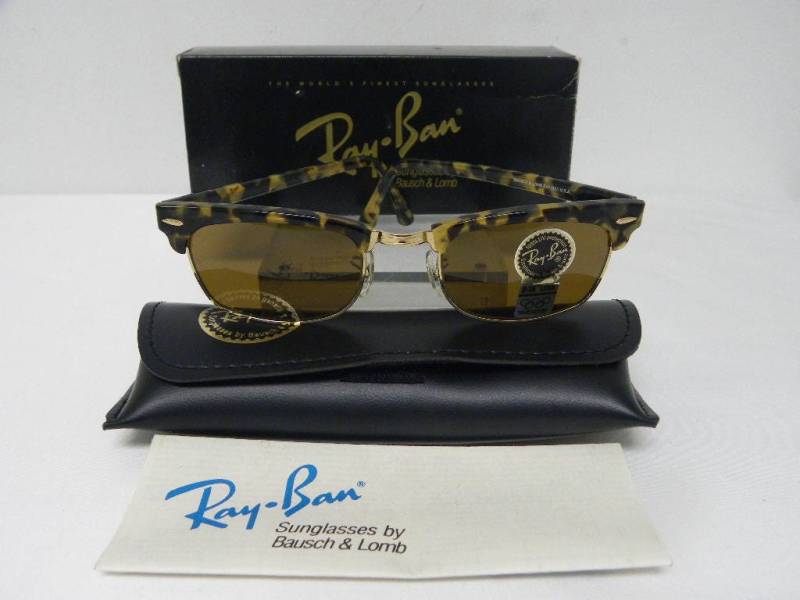 Neue Vintage B & L Ray Ban Clubmaster Platz Blonde Schildkröte B-15 W1483 Wayfarer Set Usa Sonnenbrille Nos von DeRoom