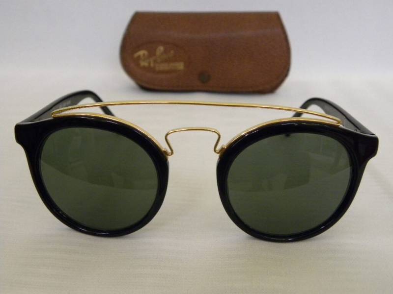 Neue Vintage B & L Ray Ban Gatsby Combo Stil 4 W0932 Runde Sonnenbrille Black Nr von DeRoom