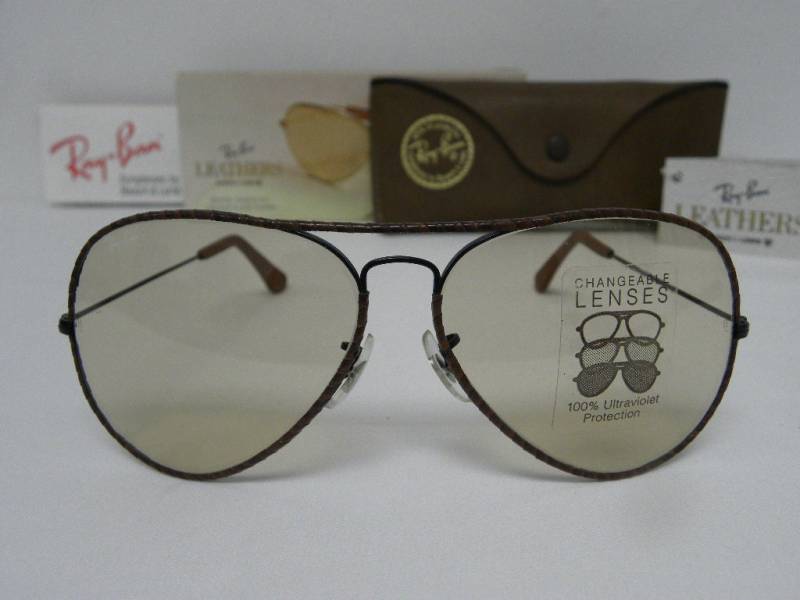 Neue Vintage B & L Ray Ban Große Metall Ii Leder Gewebt W0373 Schwarz Braun Änderbar Braune Linsen 62mm Sonnenbrillen Usa von DeRoom
