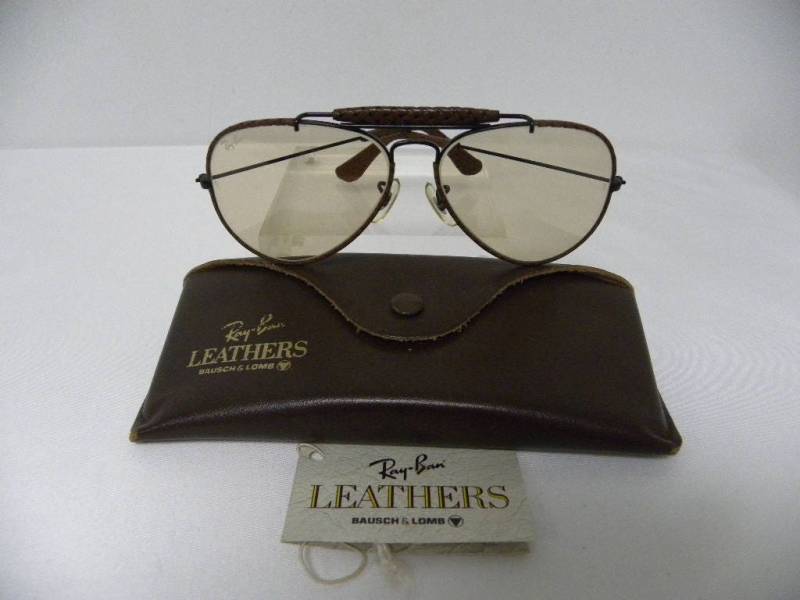 Neue Vintage B & L Ray Ban Outdoorsman Leder Gewebt Ebenholz Braun Wandelbar 58mm Photocromatic Sonnenbrille Usa von DeRoom