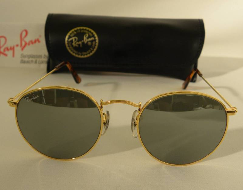 Neue Vintage B&l Ray Ban Runde Metall Gold G31 Silber Voller Spiegel 49mm Sonnenbrille Usa Nos von DeRoom
