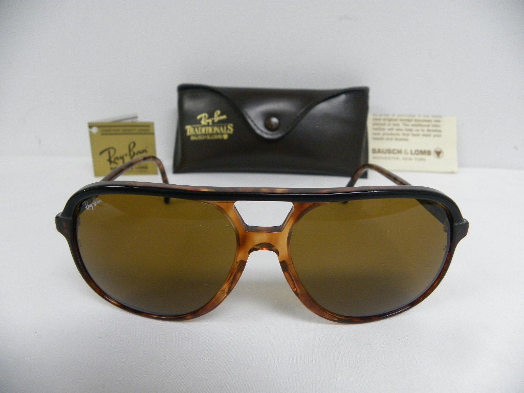 Neue Vintage B&l Ray Ban Traditionals Stil B Ebenholz Schwarz Schildkröte Braun B-15 L1672 Aviator Sonnenbrille Usa von DeRoom