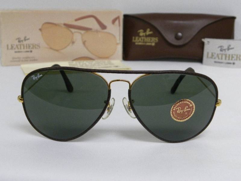 Neuer Jahrgang B & L Ray Ban Großer Metall Ii Leder Braun Arista Gold L1645 62mm Aviator Sonnenbrille Usa von DeRoom