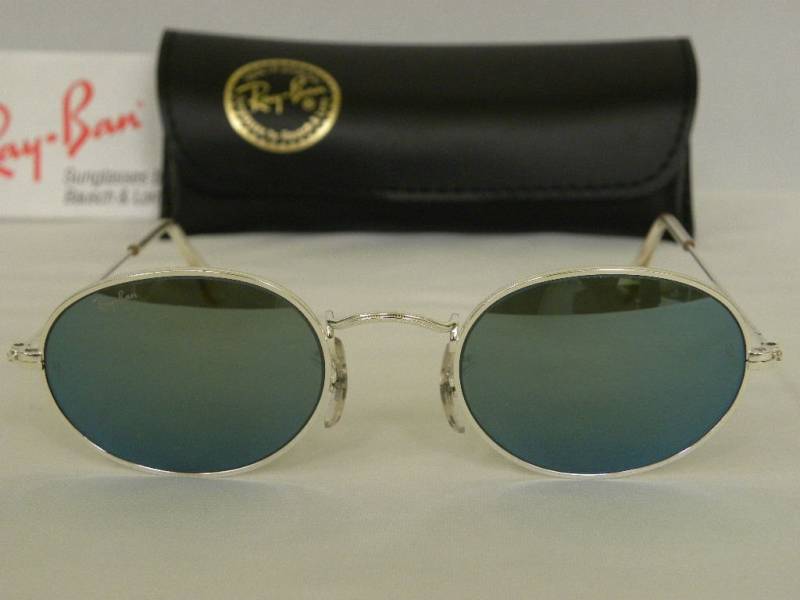 New Vintage B&l Ray Ban Classic Collection I Oval Silber Blau Spiegel W2263 Aviator Sonnenbrille Usa von DeRoom