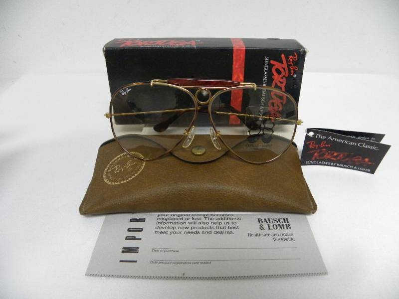 New Vintage B&l Ray Ban Shooter Tortuga L1702 Gold Wechselbar Braun Aviator Outdoorsman Sonnenbrille Usa von DeRoom