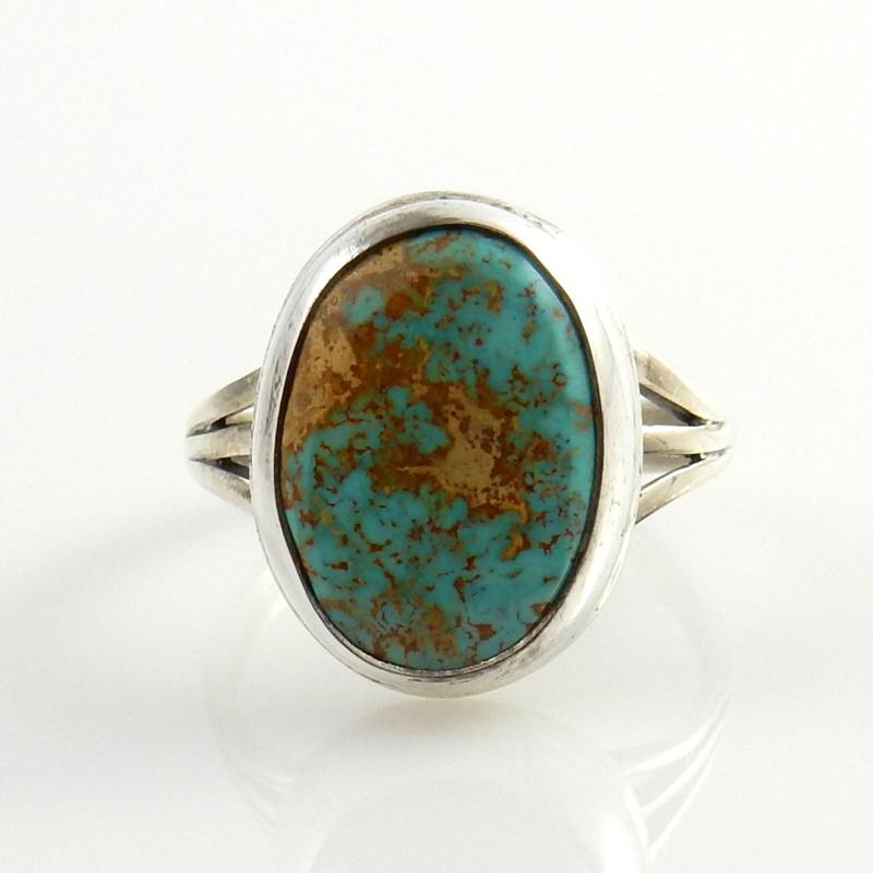 Handgefertigter Ring Sterling Silber Türkis Grün Unikat Größe 8 von DeSantisJewelryCo