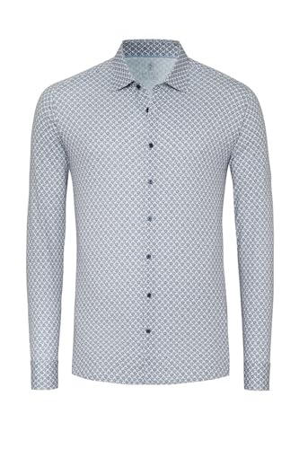DeSoto - Herren Hemd - Style »Casual Kent« Bügelfrei, Denimblue Flowers, L von DeSoto
